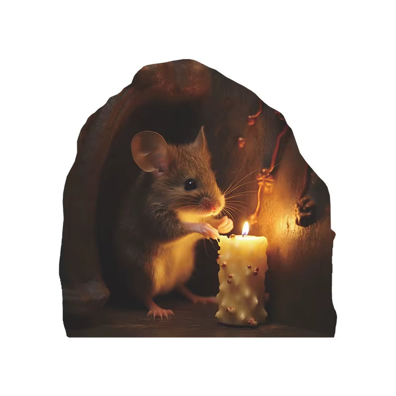 Cartoon Cute Little Mouse Hole Wall Stickers Kids Room Decoration PVC DIY Bedroom Mural Mous Reading Cooking Home Decor Declas