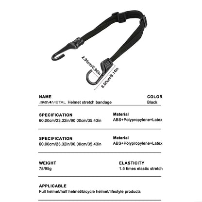 SEAMETAL 60/90CM Motorcycle Helmet Straps Hook Luggage Retractable Elastic Rope Fixed Strap Motor Helmet Luggage Net Accessories