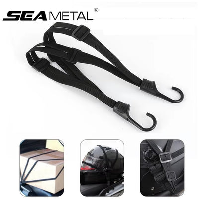 SEAMETAL 60/90CM Motorcycle Helmet Straps Hook Luggage Retractable Elastic Rope Fixed Strap Motor Helmet Luggage Net Accessories